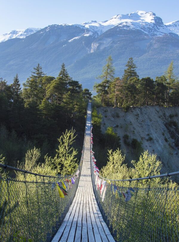 nature, mountain, landscape, wood, heaven, switzerland, alps, bridge, bhutan-bridge, illgraben, architecture, good weather, railing